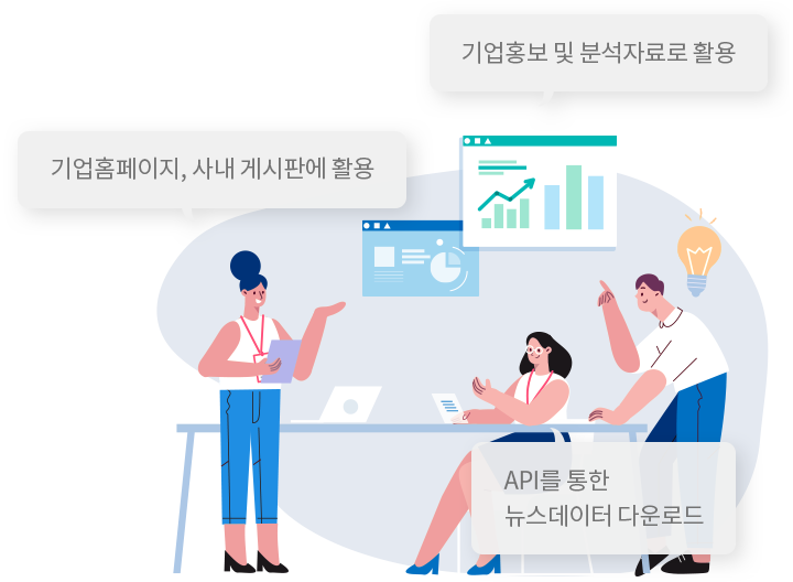 기업홍보 및 분석자료로 활용. 기업홈페이지, 사내 게시판에 활용. API를 통한 뉴스데이터 다운로드